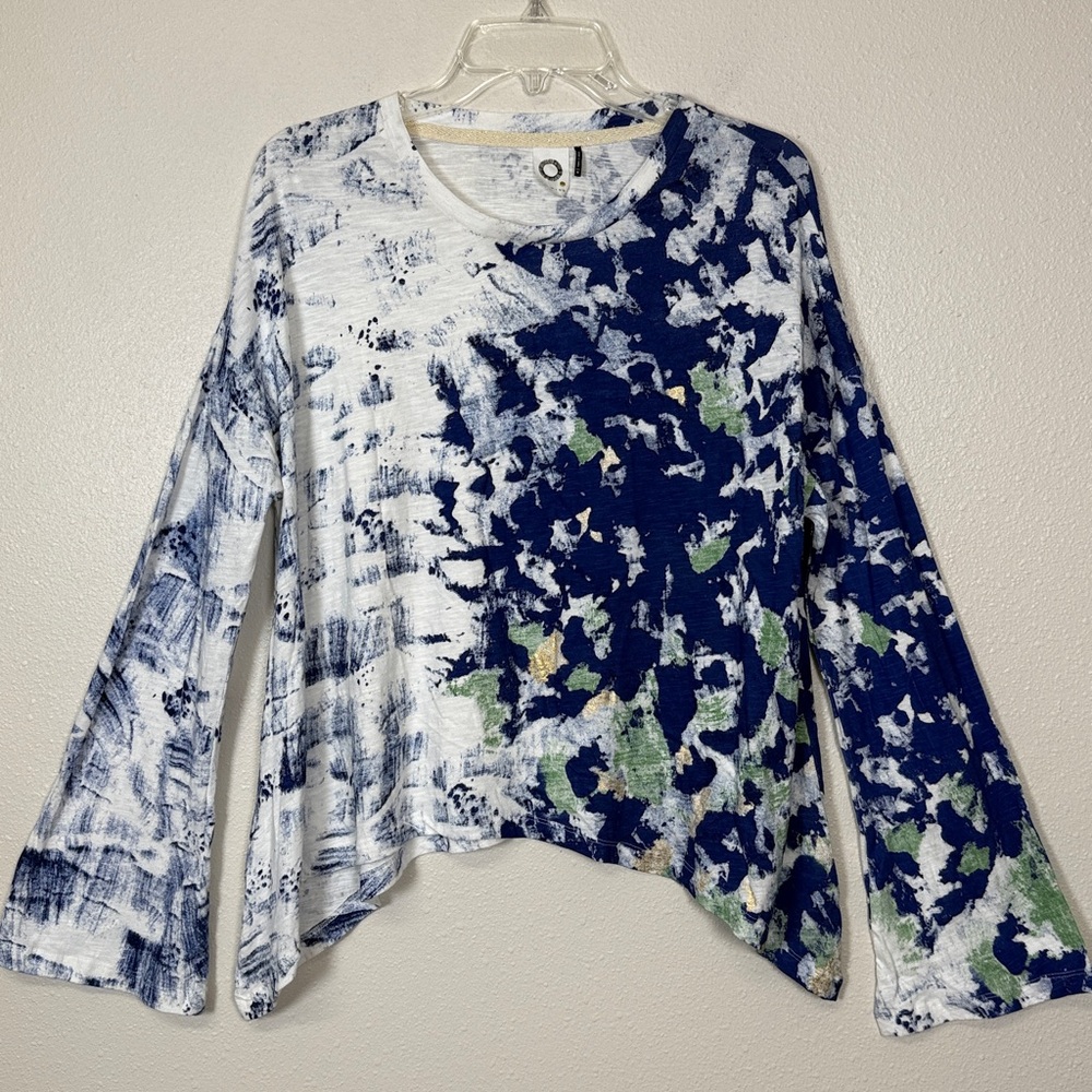 Anthropologie Akemi Kin Top M Splatter Cotton Long Flare Sleeve Boxy Fairy Boho